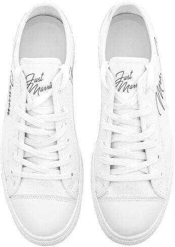 Bridal Sneakers, Personalized Bride Sneakers, Low Top Canvas Wedding Shoes, Just Married Custom Name and Date in Kuwait