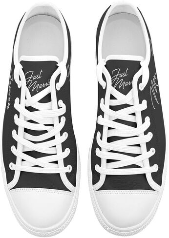 Bridal Sneakers, Personalized Bride Sneakers, Low Top Canvas Wedding Shoes, Just Married Custom Name and Date in Kuwait