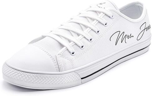Bridal Sneakers, Personalized Bride Sneakers, Low Top Canvas Wedding Shoes, Just Married Custom Name and Date in Kuwait