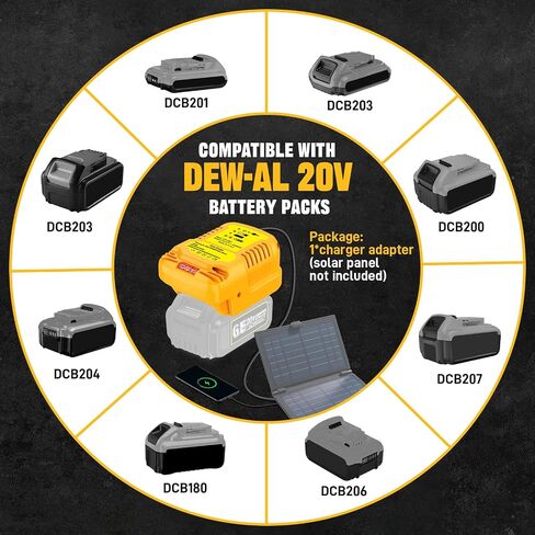 Solar Charger for Dewalt 20V Battery,Portable Outdoor Charger,Connection Interface DC5.5 * 2.1MM. Plug((Excludes Solar Panels and Batteries) in Kuwait