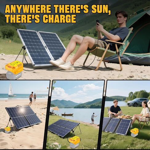 Solar Charger for Dewalt 20V Battery,Portable Outdoor Charger,Connection Interface DC5.5 * 2.1MM. Plug((Excludes Solar Panels and Batteries) in Kuwait