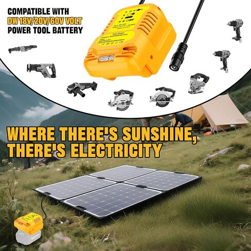 Solar Charger for Dewalt 20V Battery,Portable Outdoor Charger,Connection Interface DC5.5 * 2.1MM. Plug((Excludes Solar Panels and Batteries) in Kuwait