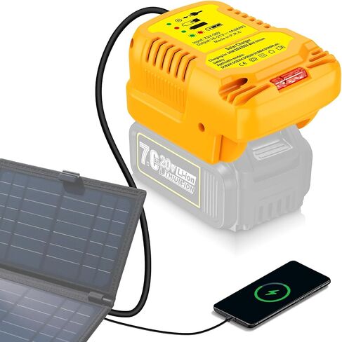 Solar Charger for Dewalt 20V Battery,Portable Outdoor Charger,Connection Interface DC5.5 * 2.1MM. Plug((Excludes Solar Panels and Batteries) in Kuwait