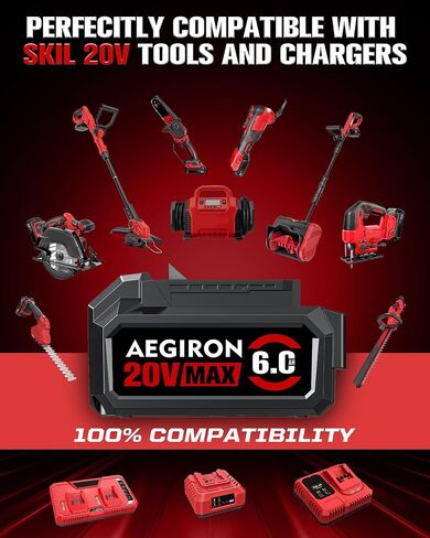 Replacement for Skil 20V Battery 6.0Ah, Compatible with Skil 20 Volt Cordless Power Tools, Fits BY5100B-00 BY519601 BY519603 BY519701 BY519702 BY519703 in Kuwait