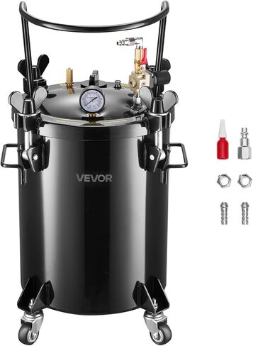 VEVOR Heavy Duty Steel Pressure Pot, 10.6 Gal/40 L Heavy Duty Steel Air Tool Pressure Pot, Pressures Pots with Three Quick-Connect Couplers for Home Use, DIY, Art Creations, Large-Diameter Tank in Kuwait
