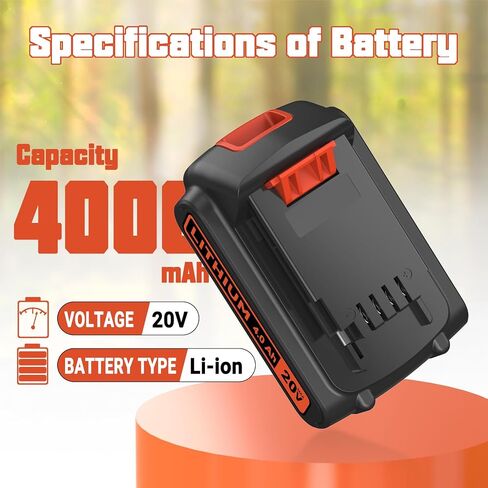 4000mAh Li-ion Replace for BLACK+DECKER 20V MAX Battery Compatible with Black & Decker LBXR20 LBXR2020 LBX20 LBXR2520 LB2X4020 LB2XR20 LST220 with Higher Safety Cordless Power Tools XR Batteries in Saudi Arabia