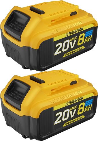 Compatible with Dewalt 20V MAX 8.0 Ah Lithium Ion Battery 2-Pack | 3 Year Manufacturer DCB200 DCD/DCF/DCG Series Cordless Power Tools（Not Made in Dewalt） in Kuwait
