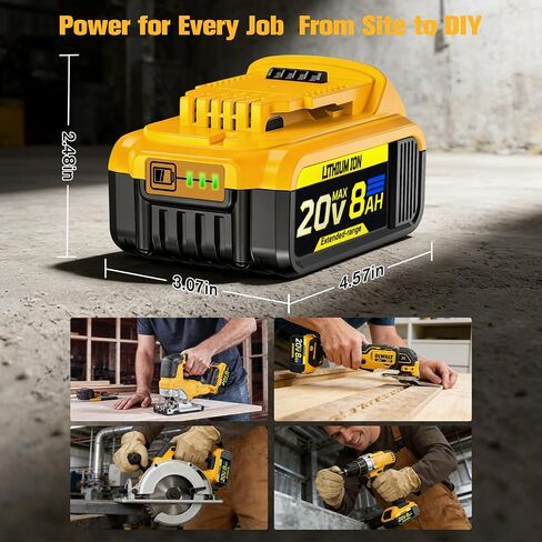 Compatible with Dewalt 20V MAX 8.0 Ah Lithium Ion Battery 2-Pack | 3 Year Manufacturer DCB200 DCD/DCF/DCG Series Cordless Power Tools（Not Made in Dewalt） in Kuwait