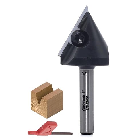 Insert Carbide V-Groove 90-Degree Router Bit 1/4 Inch Shank, Replacement Blade V Grooving CNC Router Bits, for Wood 2D/3D Signmaking, Lettering & Engraving, by SICWOOD in Kuwait