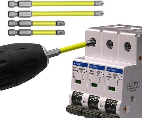 4pcs Magnetic Electrician Screwdriver Bit Set Hex Shank PH2 65mm, 4-Piece Phillips Bits for Drivers, Home Electrical Work, Yellow in Kuwait