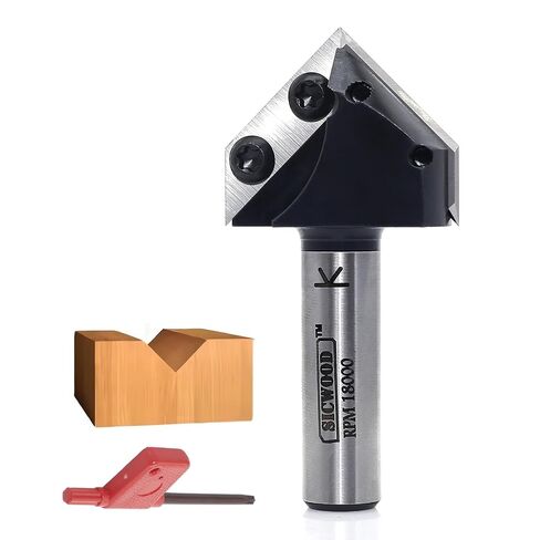 Insert Carbide V-Groove 90-Degree Router Bit 1/4 Inch Shank, Replacement Blade V Grooving CNC Router Bits, for Wood 2D/3D Signmaking, Lettering & Engraving, by SICWOOD in Kuwait