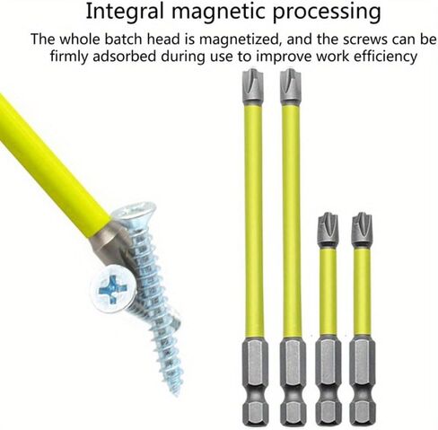 4pcs Magnetic Electrician Screwdriver Bit Set Hex Shank PH2 65mm, 4-Piece Phillips Bits for Drivers, Home Electrical Work, Yellow in Kuwait