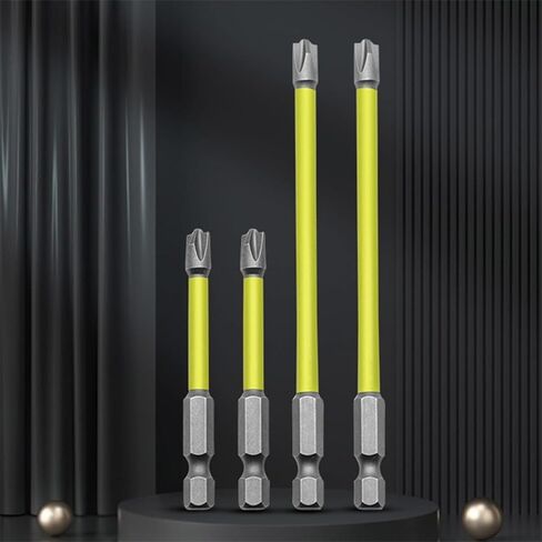 4pcs Magnetic Electrician Screwdriver Bit Set Hex Shank PH2 65mm, 4-Piece Phillips Bits for Drivers, Home Electrical Work, Yellow in Kuwait