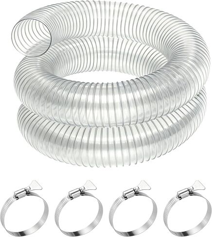 6" x 5' Heavy Duty Dust Collection Hose, Thickened Clear PVC Flexible Hose with Steel Wire Reinforced, Puncture Resistant for Woodworking Dust Collector System in Kuwait