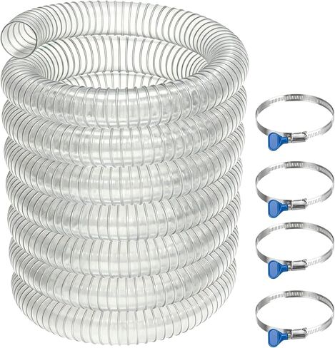5" x 10' Heavy Duty Dust Collection Hose, Thickened Clear PVC Flexible Hose with Steel Wire Reinforced, Puncture Resistant for Woodworking Dust Collector System in Kuwait