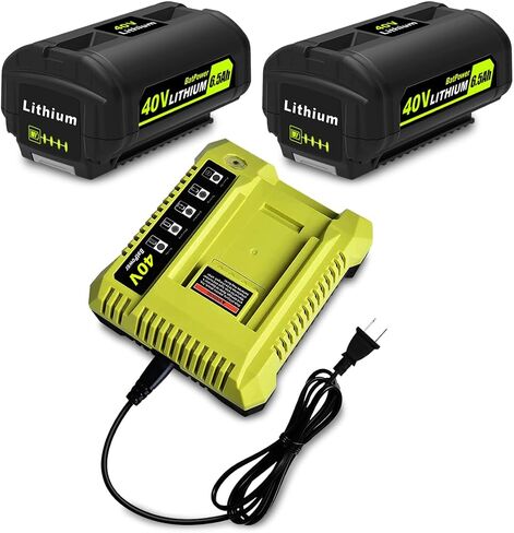 BatPower 6.5Ah 40V Battery & Charger Combo Compatible with Ryobi 40 Volt Lithium Cordless Outdoor Tools, High Output Replacement Battery Pack and Charger Set for 40V Mowers and Blowers (2-Piece Set) in Saudi Arabia