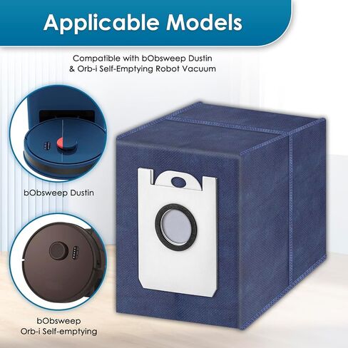 (12 Pack) Dustin & Orb-i Replacement Dust Bags Compatible with bObsweep Dustin & Orb-i Self-emptying Robot Vacuum Cleaner, Accessories Kit, Vacuum Bags, Disposable Bags, Canister Bags in Kuwait