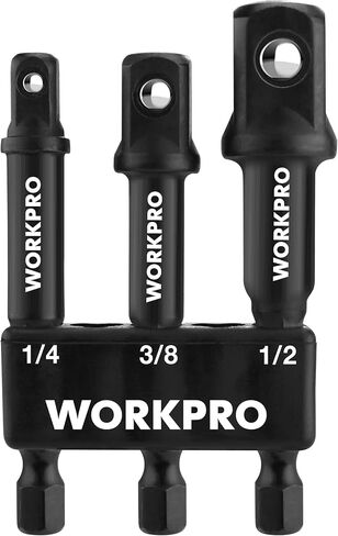 WORKPRO 9-Piece Socket Adapter Extension Set, 1/4-Inch Hex Shank | 1/4" 3/8" 1/2" Impact Socket Driver Set, Drill Sockets Extension Bit, Sockets Driver Adapter, Drill Extension with Holder in Kuwait