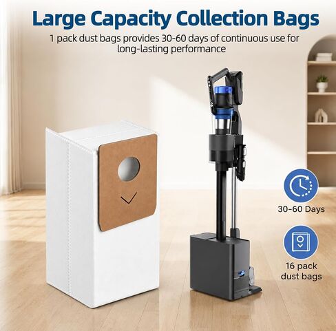 16 Pcs NEC490BL Replacement Dust Bags for Eureka Stylus Elite Cordless Vac | Vacuum Bags Compatible with Eureka NEC490SE, NEC410BK Cordless Stick Vacuum Cleaner，3L Large Capacity Disposable Bag in Kuwait