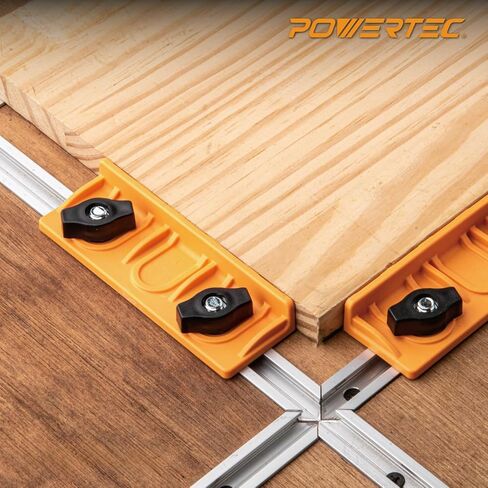 POWERTEC T-Track Long Stop Kit – Universal T-Track Stop Block Set for Woodworking, Sanding, Routing, and CNC Table Applications, 2 Pack (72386) in Saudi Arabia