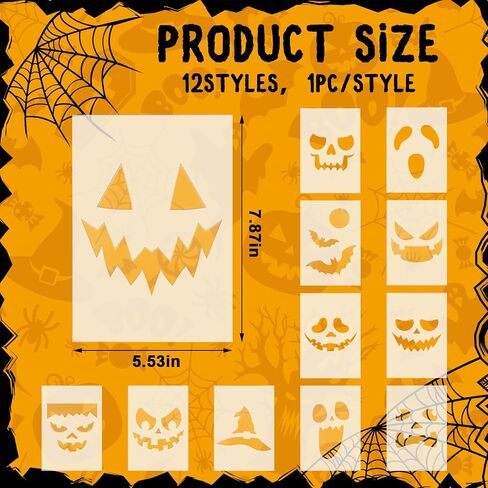 RattanView 12 Pcs Halloween Acrylic Router Template 7.9 x 5.5 Inches | Varied Scary Face Designs for Woodworking, Clear Acrylic Stencils Carving Tool, Ideal for Halloween DIY Craft in Kuwait