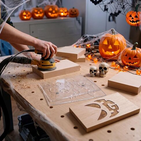 RattanView 12 Pcs Halloween Acrylic Router Template 7.9 x 5.5 Inches | Varied Scary Face Designs for Woodworking, Clear Acrylic Stencils Carving Tool, Ideal for Halloween DIY Craft in Kuwait