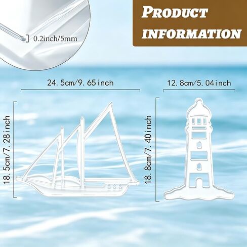 2Pcs Sailboat Lighthouse Acrylic Router Template for Woodworking, 5mm Thick Inlay Template Tracing Stencil Guide Tool for Project DIY Wood Craft in Kuwait