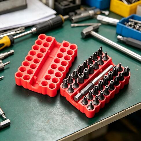 1pack 32 Hole Screwdriver Bit Organizer Holder Storage Rack for 6.35mm Hex Bits Tool Organizer for DIY Repair Garage Home (blue) in Kuwait