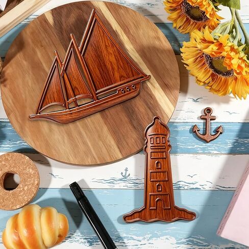 2Pcs Sailboat Lighthouse Acrylic Router Template for Woodworking, 5mm Thick Inlay Template Tracing Stencil Guide Tool for Project DIY Wood Craft in Kuwait