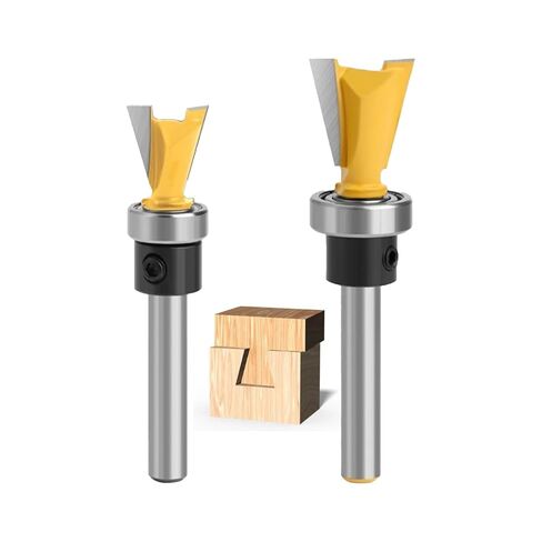 Router Bits Router Templates Dovetail Jig Dovetail Router Bits | 2 Pieces with Bearing, 1/4" Shank, 1/2" & 5/8" Cutting Dia Replacement for Woodworking Tools, 2 Pcs in Kuwait