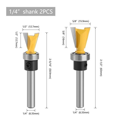 Router Bits Router Templates Dovetail Jig Dovetail Router Bits | 2 Pieces with Bearing, 1/4" Shank, 1/2" & 5/8" Cutting Dia Replacement for Woodworking Tools, 2 Pcs in Kuwait