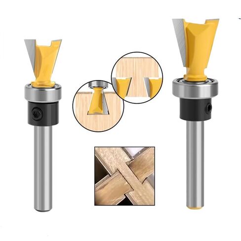 Router Bits Router Templates Dovetail Jig Dovetail Router Bits | 2 Pieces with Bearing, 1/4" Shank, 1/2" & 5/8" Cutting Dia Replacement for Woodworking Tools, 2 Pcs in Kuwait