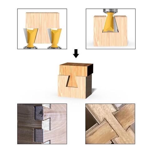 Router Bits Router Templates Dovetail Jig Dovetail Router Bits | 2 Pieces with Bearing, 1/4" Shank, 1/2" & 5/8" Cutting Dia Replacement for Woodworking Tools, 2 Pcs in Kuwait