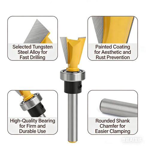 Router Bits Router Templates Dovetail Jig Dovetail Router Bits | 2 Pieces with Bearing, 1/4" Shank, 1/2" & 5/8" Cutting Dia Replacement for Woodworking Tools, 2 Pcs in Kuwait