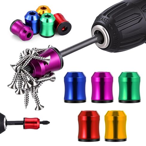 5 Pack Magnetic Screw Ring, 1/4" (6.35mm) Universal Magnetic Screw Holder for Screwdriver Bits, Removable Magnetizer & Demagnetizer Tool for Drill Bits, DIY, Mechanics & Home Repair in Kuwait