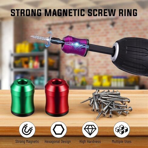 5 Pack Magnetic Screw Ring, 1/4" (6.35mm) Universal Magnetic Screw Holder for Screwdriver Bits, Removable Magnetizer & Demagnetizer Tool for Drill Bits, DIY, Mechanics & Home Repair in Kuwait