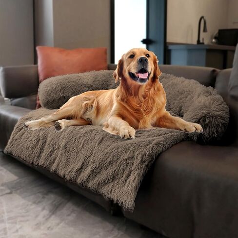 Tinaco Luxurious Calming Bed Mats, Washable Removable Couch Cover, Plush Long Fur Mat for Pets, Waterproof Lining, Perfect for Small, Medium and Large Dogs and Cats (Gradient Gray, L) in Saudi Arabia