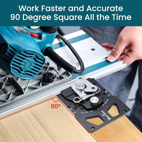 Adjustable Angle Track Saw Square with -60° to 60° Quick Positive Angle Stop, Guide Rail Protractor & 90° Right Rail Guide, Compatible with Festool and Makita in Kuwait
