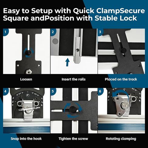 Adjustable Angle Track Saw Square with -60° to 60° Quick Positive Angle Stop, Guide Rail Protractor & 90° Right Rail Guide, Compatible with Festool and Makita in Kuwait