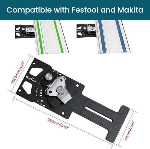 Adjustable Angle Track Saw Square with -60° to 60° Quick Positive Angle Stop, Guide Rail Protractor & 90° Right Rail Guide, Compatible with Festool and Makita in Kuwait