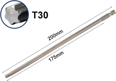 6 Pieces Of Solid 1/4 Handle Hexagonal Torx Screwdriver Bits, 200Mm Long (1 Each Of T10, T15, T20, T25, T27, And T30). in Kuwait