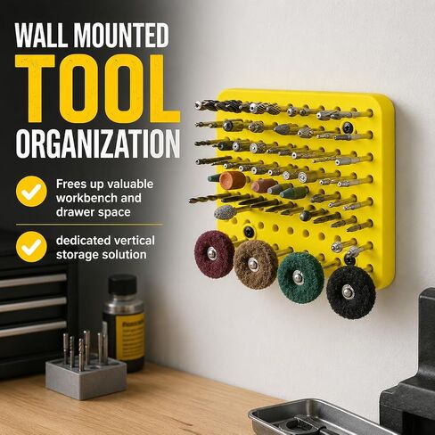 SplashNColor Wall Mount Bit Holder for Dremel Rotary Tool Accessories – Friction Fit Storage Rack | Keeps Bits Organized | Garage Workshop Workbench Organizer in Kuwait