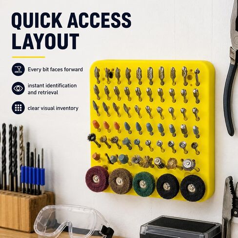 SplashNColor Wall Mount Bit Holder for Dremel Rotary Tool Accessories – Friction Fit Storage Rack | Keeps Bits Organized | Garage Workshop Workbench Organizer in Kuwait