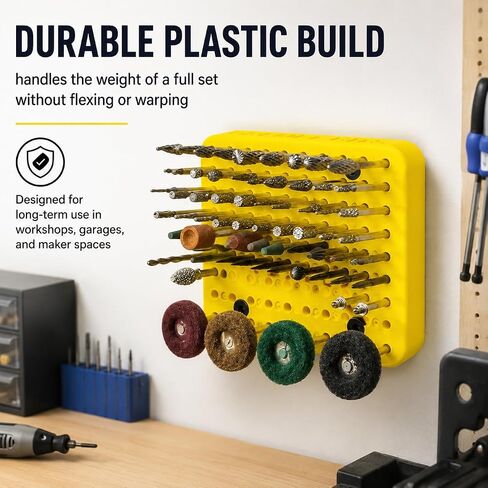 SplashNColor Wall Mount Bit Holder for Dremel Rotary Tool Accessories – Friction Fit Storage Rack | Keeps Bits Organized | Garage Workshop Workbench Organizer in Kuwait