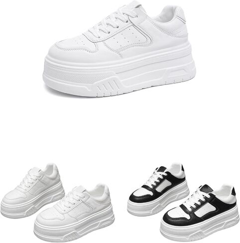 Women's Y2K Platform Sneakers - Color - Block Design, Chunky Sole, Hidden Heel, Trendy Casual Shoes for Fashion - Loving Ladies. in Kuwait