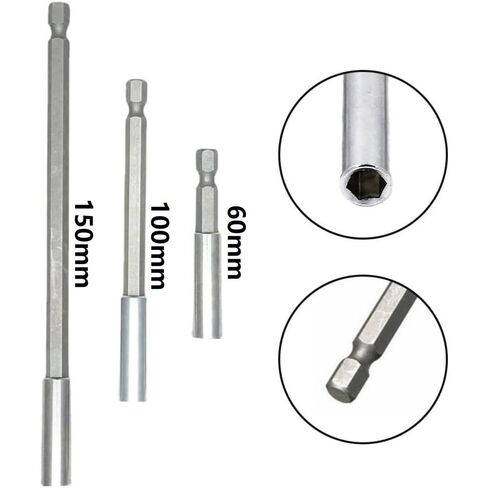 3-Piece Hex Shank Drill Bit Holder Magnetic Screwdriver Bit Holder Set, 1/4 Inch Extension 60 mm/100 mm/150 mm in Kuwait