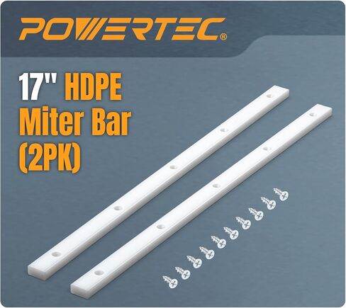 POWERTEC 2PK Crosscut Sled Miter Bar for Table Saw Sled, 3/4" x 3/8" x 17" with Predrilled Holes & Screws for Router Table, Bandsaw, Taper Jig, Table Saw Accessories for Woodworking (72213) in Kuwait