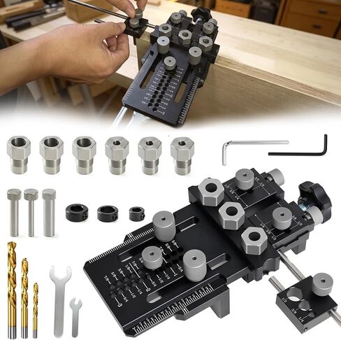 Door Hinge Jig and Door Lock Installation Kit, Aluminum Alloy Router Template for Hinge Mortising from 2.5" to 5" and Types of Square, 1/4"R, 5/8" R, Door Hole Drilling Kit for Wooden Door, Not Jamb in Kuwait
