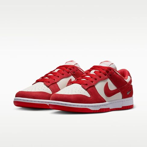 Nike Dunk Low Suede Women's Shoes (Sail/White/Metallic Silver/Light Crimson) in Kuwait