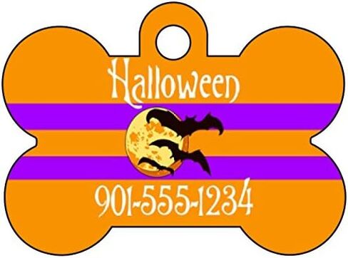 Halloween Themed Pet Id Tag for Dogs & Cats Personalized w/Name & Number (Bats, Heart 1.25x1.375) in Saudi Arabia